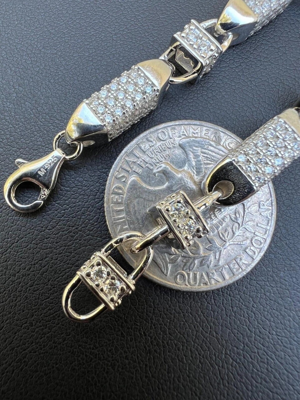 MOISSANITE Men's Bullet Chain Real 925 Silver Iced Flooded Out Hip Hop Bracelet 11 MOISSANITE Men's Bullet Chain Real 925 Silver Iced Flooded Out Hip Hop Bracelet - Image 9