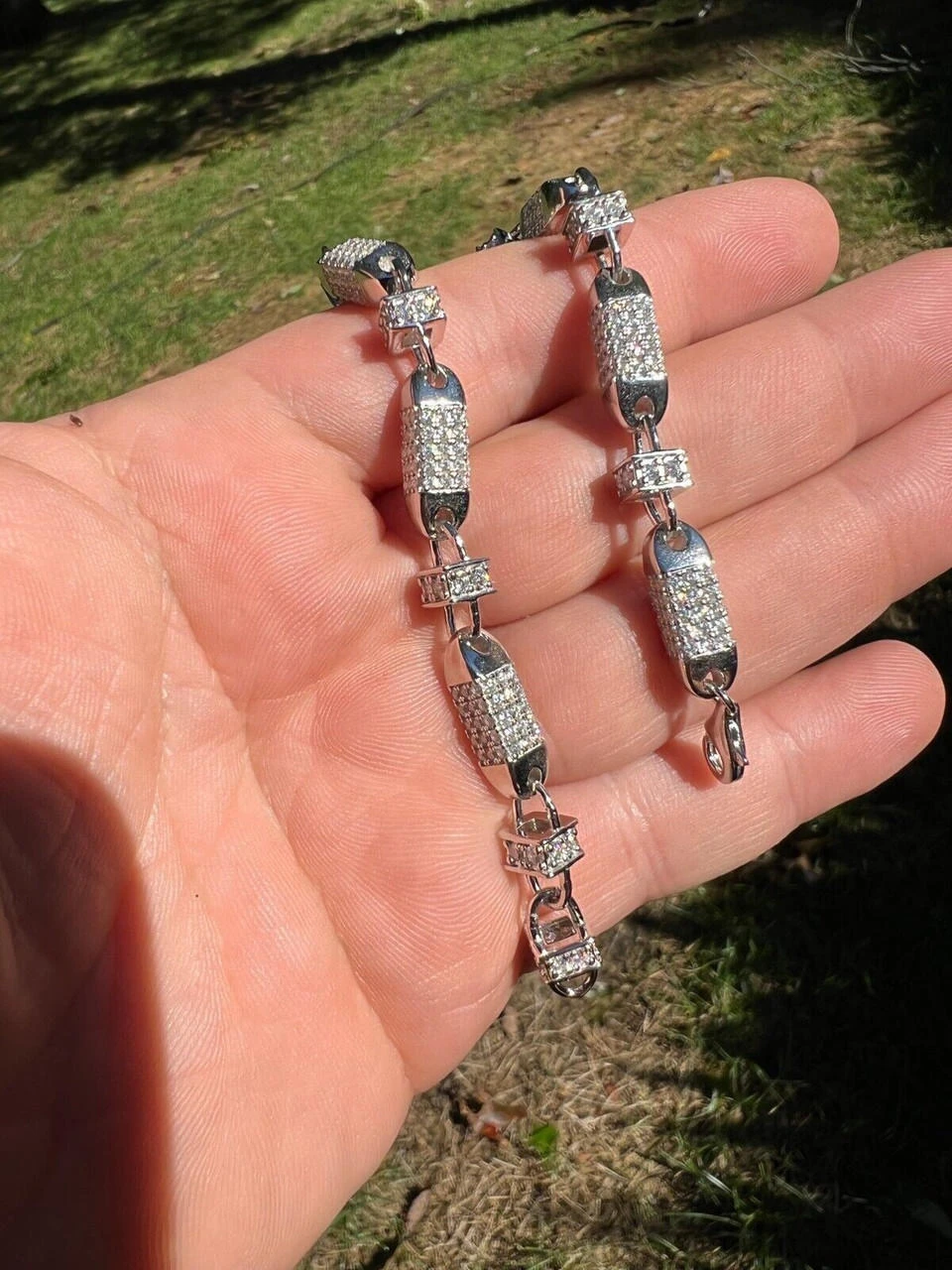 MOISSANITE Men's Bullet Chain Real 925 Silver Iced Flooded Out Hip Hop Bracelet 13 MOISSANITE Men's Bullet Chain Real 925 Silver Iced Flooded Out Hip Hop Bracelet - Image 11