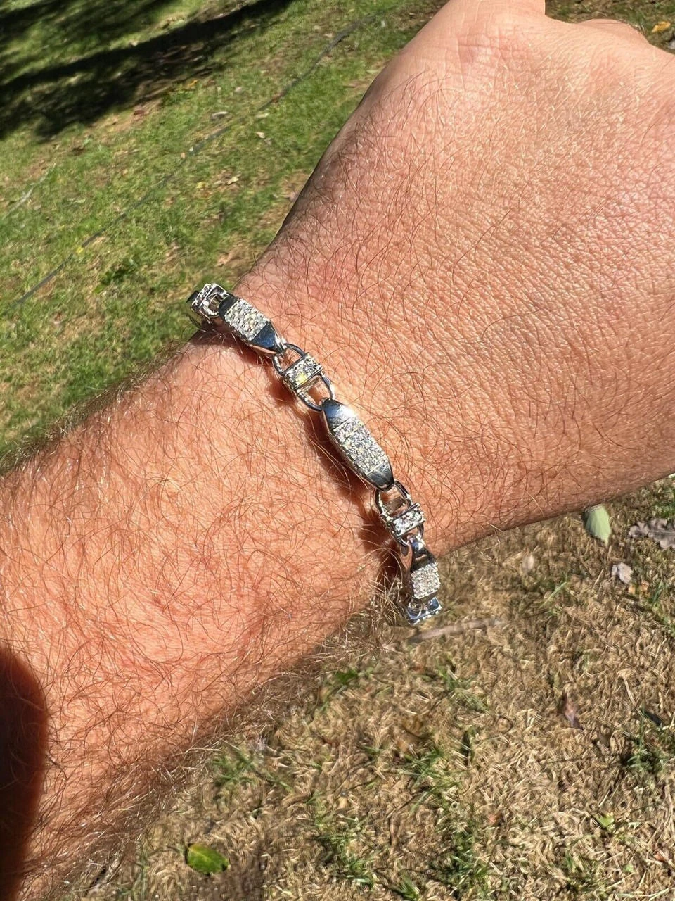 MOISSANITE Men's Bullet Chain Real 925 Silver Iced Flooded Out Hip Hop Bracelet 14 MOISSANITE Men's Bullet Chain Real 925 Silver Iced Flooded Out Hip Hop Bracelet - Image 12