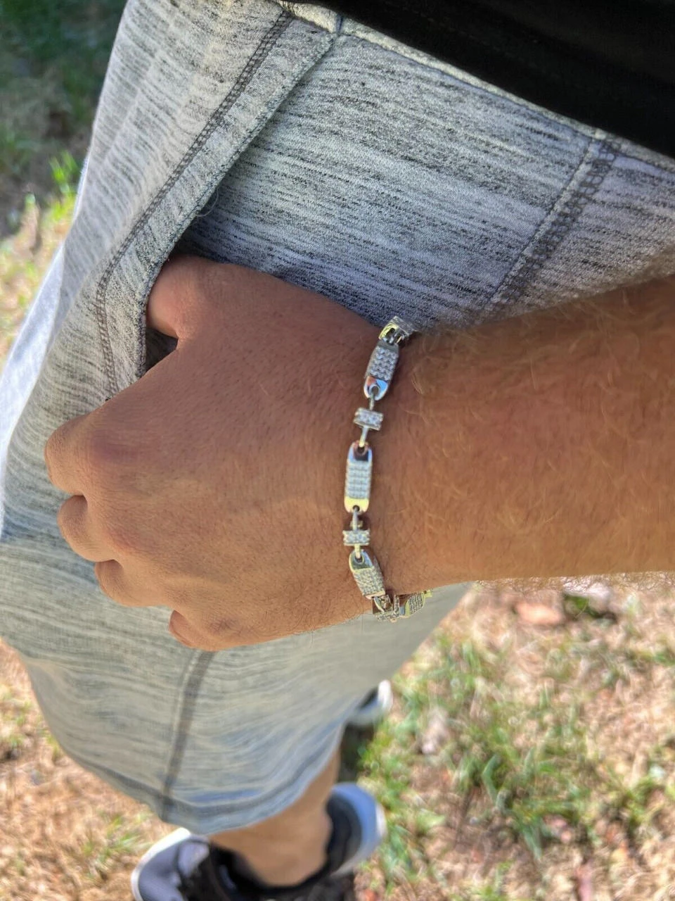 MOISSANITE Men's Bullet Chain Real 925 Silver Iced Flooded Out Hip Hop Bracelet 9 MOISSANITE Men's Bullet Chain Real 925 Silver Iced Flooded Out Hip Hop Bracelet - Image 7