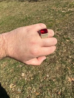 Moissanite Mens Iced 14K Gold Over Real 925 Silver Large Red Stone Hip Hop Ring 30 Moissanite Mens Iced 14K Gold Over Real 925 Silver Large Red Stone Hip Hop Ring -Harlem Bling Shop harlembling moissanite mens iced 14k gold over real 925 silver large red stone hip hop ring 00176.1678301750