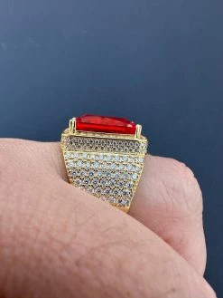 Moissanite Mens Iced 14K Gold Over Real 925 Silver Large Red Stone Hip Hop Ring 32 Moissanite Mens Iced 14K Gold Over Real 925 Silver Large Red Stone Hip Hop Ring -Harlem Bling Shop harlembling moissanite mens iced 14k gold over real 925 silver large red stone hip hop ring 02567.1678301560
