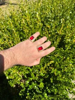 Moissanite Mens Iced 14K Gold Over Real 925 Silver Large Red Stone Hip Hop Ring 34 Moissanite Mens Iced 14K Gold Over Real 925 Silver Large Red Stone Hip Hop Ring -Harlem Bling Shop harlembling moissanite mens iced 14k gold over real 925 silver large red stone hip hop ring 13067.1678301969