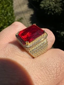 Moissanite Mens Iced 14K Gold Over Real 925 Silver Large Red Stone Hip Hop Ring 29 Moissanite Mens Iced 14K Gold Over Real 925 Silver Large Red Stone Hip Hop Ring -Harlem Bling Shop harlembling moissanite mens iced 14k gold over real 925 silver large red stone hip hop ring 73340.1678301779