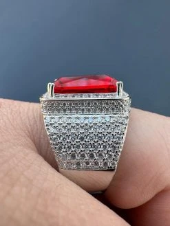 Moissanite Mens Iced Flooded Out Real 925 Sterling Silver Red Stone Hip Hop Ring 30 Moissanite Mens Iced Flooded Out Real 925 Sterling Silver Red Stone Hip Hop Ring -Harlem Bling Shop harlembling moissanite mens iced flooded out real 925 sterling silver red stone hip hop ring 25100.1678301672
