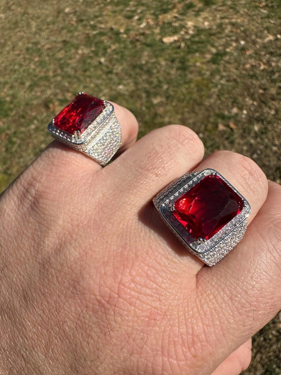 Moissanite Mens Iced Flooded Out Real 925 Sterling Silver Red Stone Hip Hop Ring 16 Moissanite Mens Iced Flooded Out Real 925 Sterling Silver Red Stone Hip Hop Ring - Image 14