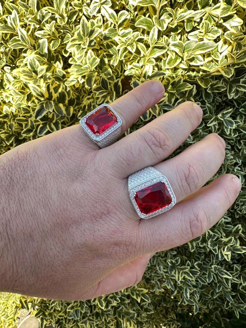 Moissanite Mens Iced Flooded Out Real 925 Sterling Silver Red Stone Hip Hop Ring 22 Moissanite Mens Iced Flooded Out Real 925 Sterling Silver Red Stone Hip Hop Ring - Image 20