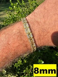 Moissanite Men's Real 14k Gold Plated 925 Silver Iced Nugget Bracelet 8mm-16mm -Harlem Bling Shop harlembling moissanite mens real 14k gold plated 925 silver iced nugget bracelet 8mm 16mm 19023.1691714167