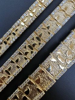 Moissanite Men's Real 14k Gold Plated 925 Silver Iced Nugget Bracelet 8mm-16mm -Harlem Bling Shop harlembling moissanite mens real 14k gold plated 925 silver iced nugget bracelet 8mm 16mm 45625.1691714156