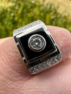 Moissanite Men's Real 925 Silver Iced Black Onyx Stone Ring Pass Diamond Tester 40 Moissanite Men's Real 925 Silver Iced Black Onyx Stone Ring Pass Diamond Tester -Harlem Bling Shop harlembling moissanite mens real 925 silver iced black onyx stone ring pass diamond tester 01503.1676571723