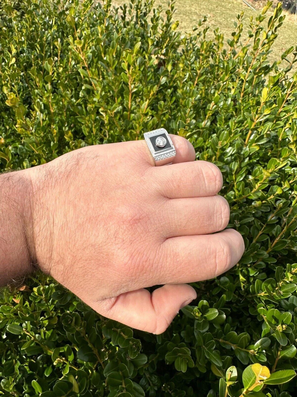 Moissanite Men's Real 925 Silver Iced Black Onyx Stone Ring Pass Diamond Tester 20 Moissanite Men's Real 925 Silver Iced Black Onyx Stone Ring Pass Diamond Tester - Image 18