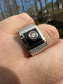 Moissanite Men's Real 925 Silver Iced Black Onyx Stone Ring Pass Diamond Tester 23 Moissanite Men's Real 925 Silver Iced Black Onyx Stone Ring Pass Diamond Tester -Harlem Bling Shop harlembling moissanite mens real 925 silver iced black onyx stone ring pass diamond tester 44442.1676571794