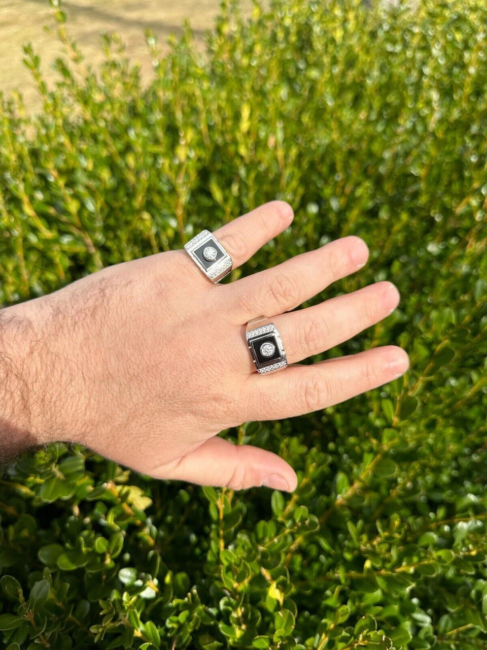 Moissanite Men's Real 925 Silver Iced Black Onyx Stone Ring Pass Diamond Tester 14 Moissanite Men's Real 925 Silver Iced Black Onyx Stone Ring Pass Diamond Tester - Image 12