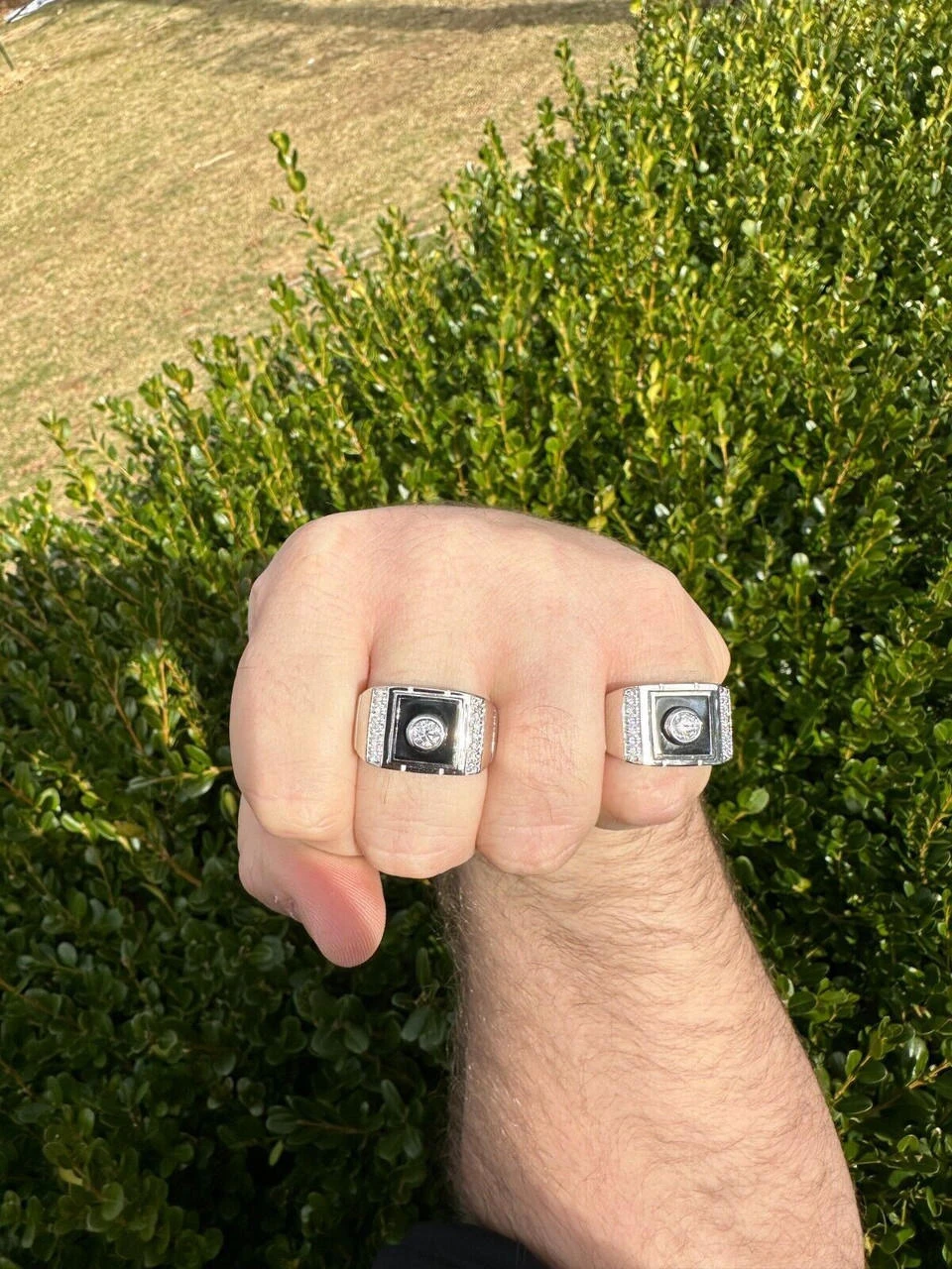 Moissanite Men's Real 925 Silver Iced Black Onyx Stone Ring Pass Diamond Tester 13 Moissanite Men's Real 925 Silver Iced Black Onyx Stone Ring Pass Diamond Tester - Image 11