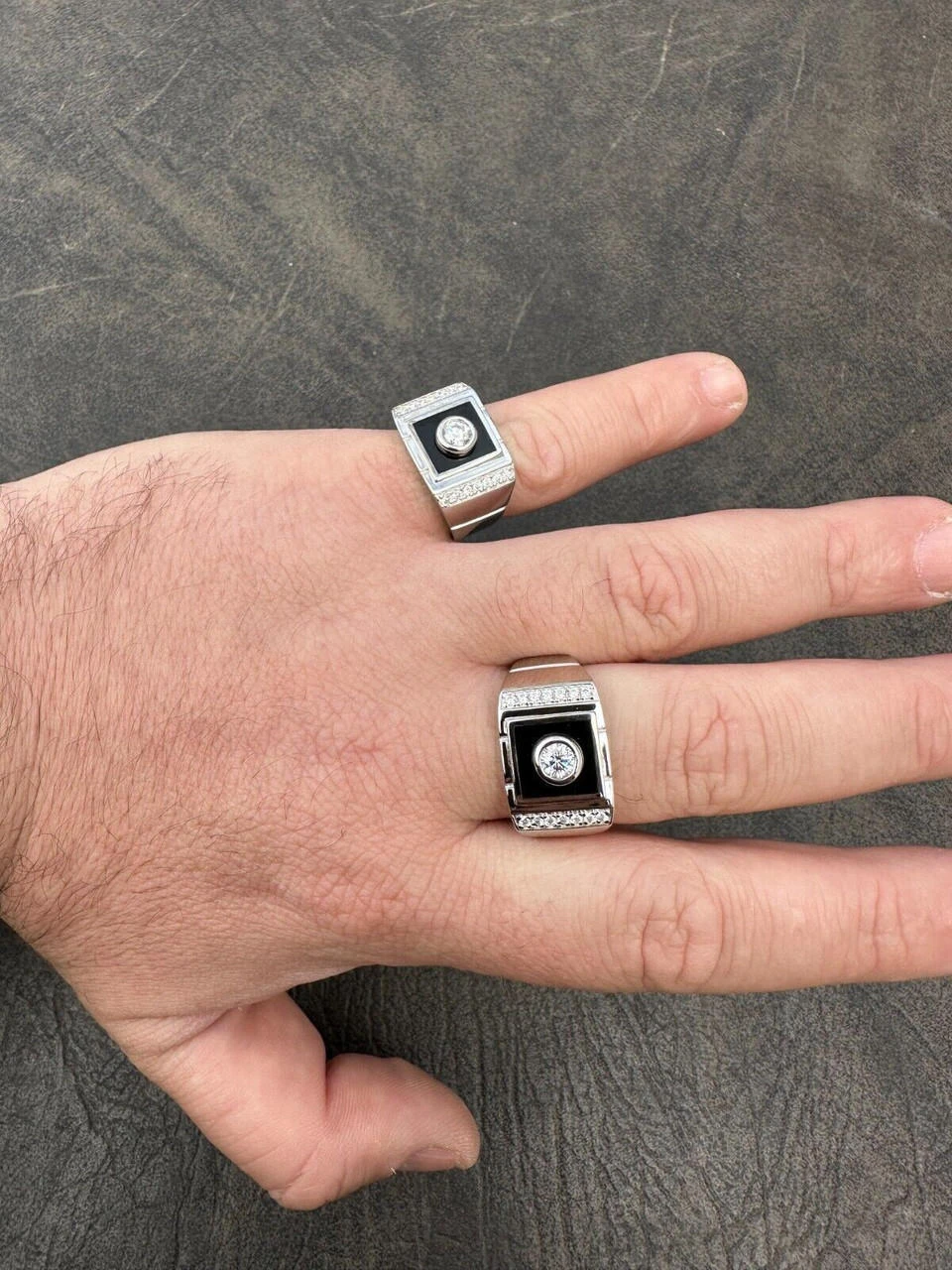 Moissanite Men's Real 925 Silver Iced Black Onyx Stone Ring Pass Diamond Tester 12 Moissanite Men's Real 925 Silver Iced Black Onyx Stone Ring Pass Diamond Tester - Image 10