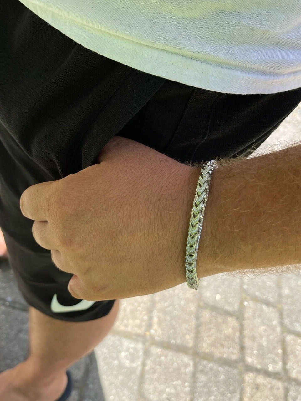 MOISSANITE Mens Real 925 Silver Men's Franco Bracelet ICED Passes Diamond Tester 13 MOISSANITE Mens Real 925 Silver Men's Franco Bracelet ICED Passes Diamond Tester - Image 11