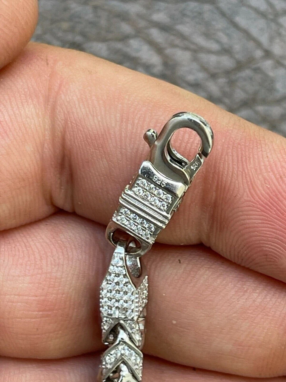 MOISSANITE Mens Real 925 Silver Men's Franco Bracelet ICED Passes Diamond Tester 7 MOISSANITE Mens Real 925 Silver Men's Franco Bracelet ICED Passes Diamond Tester - Image 5