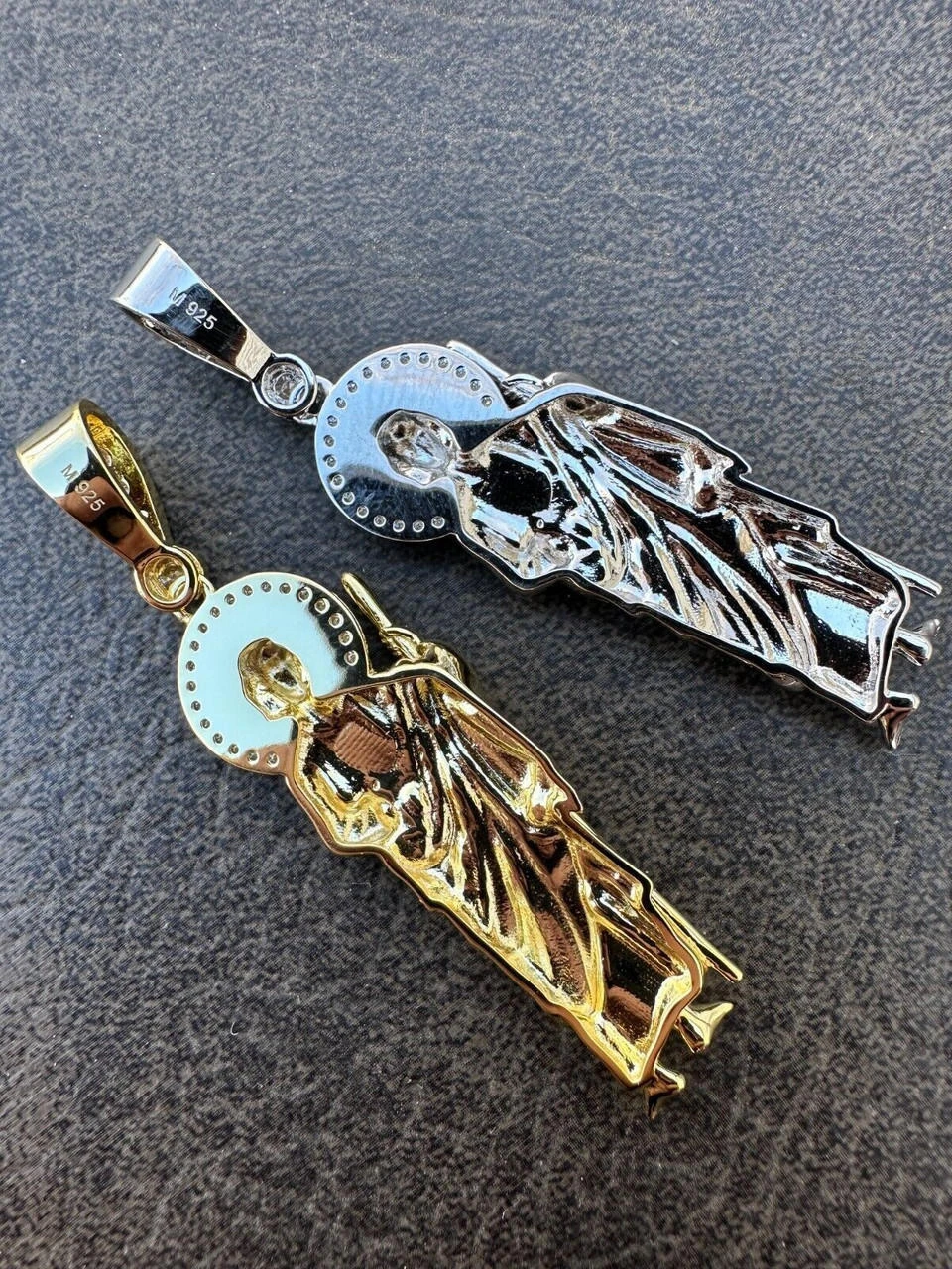 MOISSANITE Men's Real 925 Silver/Gold Plated St Jude San Judas Pendant Necklace 8 MOISSANITE Men's Real 925 Silver/Gold Plated St Jude San Judas Pendant Necklace - Image 6