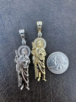 MOISSANITE Men's Real 925 Silver/Gold Plated St Jude San Judas Pendant Necklace 37 MOISSANITE Men's Real 925 Silver/Gold Plated St Jude San Judas Pendant Necklace -Harlem Bling Shop harlembling moissanite mens real 925 silvergold plated st jude san judas pendant necklace 48498.1676571678