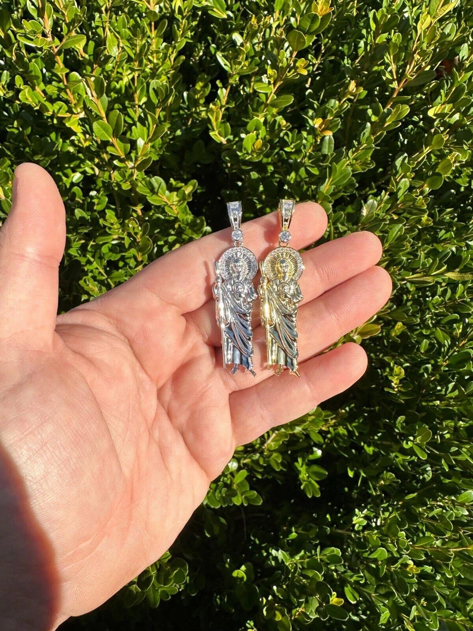 MOISSANITE Men's Real 925 Silver/Gold Plated St Jude San Judas Pendant Necklace 21 MOISSANITE Men's Real 925 Silver/Gold Plated St Jude San Judas Pendant Necklace - Image 19