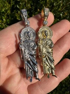 MOISSANITE Men's Real 925 Silver/Gold Plated St Jude San Judas Pendant Necklace 39 MOISSANITE Men's Real 925 Silver/Gold Plated St Jude San Judas Pendant Necklace -Harlem Bling Shop harlembling moissanite mens real 925 silvergold plated st jude san judas pendant necklace 80582.1676571758