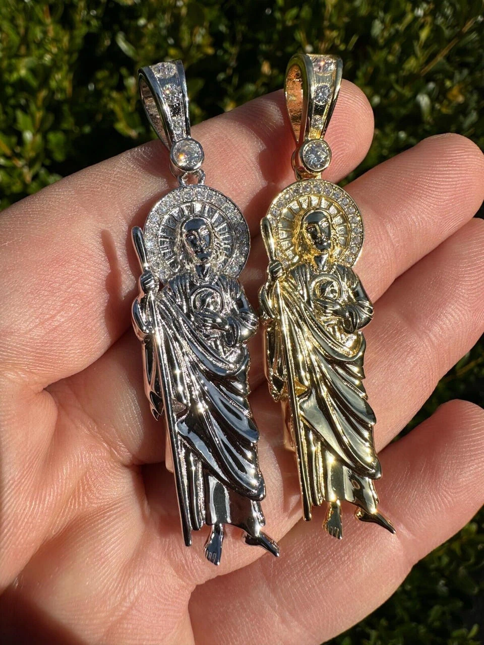 MOISSANITE Men's Real 925 Silver/Gold Plated St Jude San Judas Pendant Necklace 20 MOISSANITE Men's Real 925 Silver/Gold Plated St Jude San Judas Pendant Necklace - Image 18