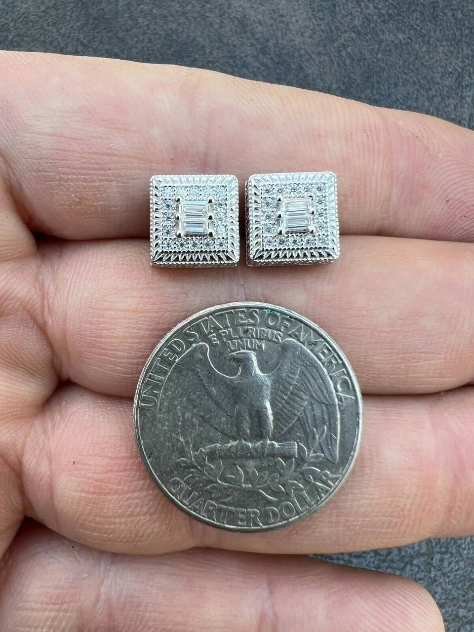 MOISSANITE Men's Silver Hip Hop Earrings Square Baguette Studs Pass Diamond Test 6 MOISSANITE Men's Silver Hip Hop Earrings Square Baguette Studs Pass Diamond Test - Image 4