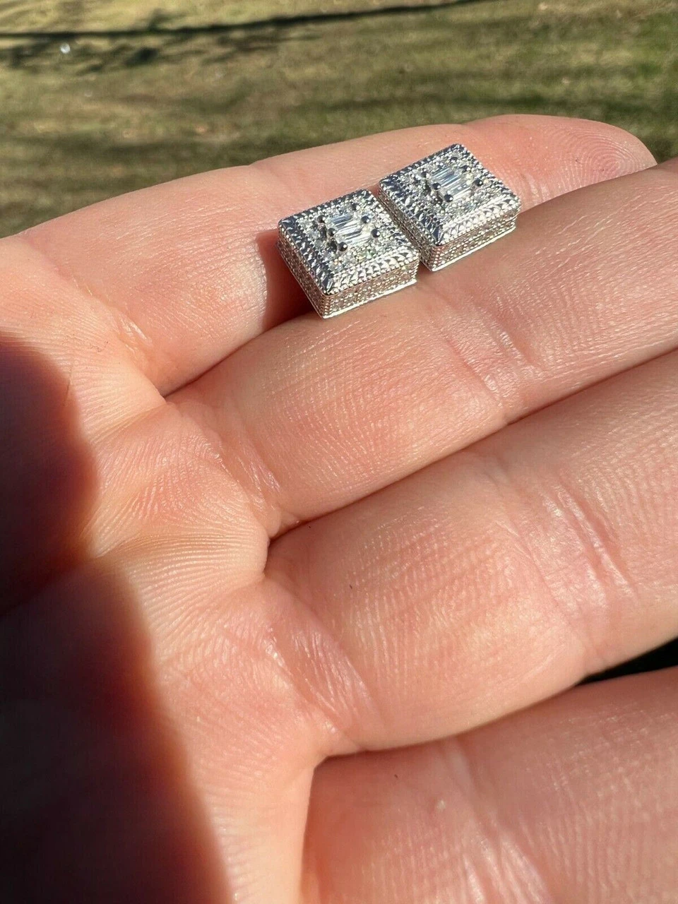 MOISSANITE Men's Silver Hip Hop Earrings Square Baguette Studs Pass Diamond Test 8 MOISSANITE Men's Silver Hip Hop Earrings Square Baguette Studs Pass Diamond Test - Image 6