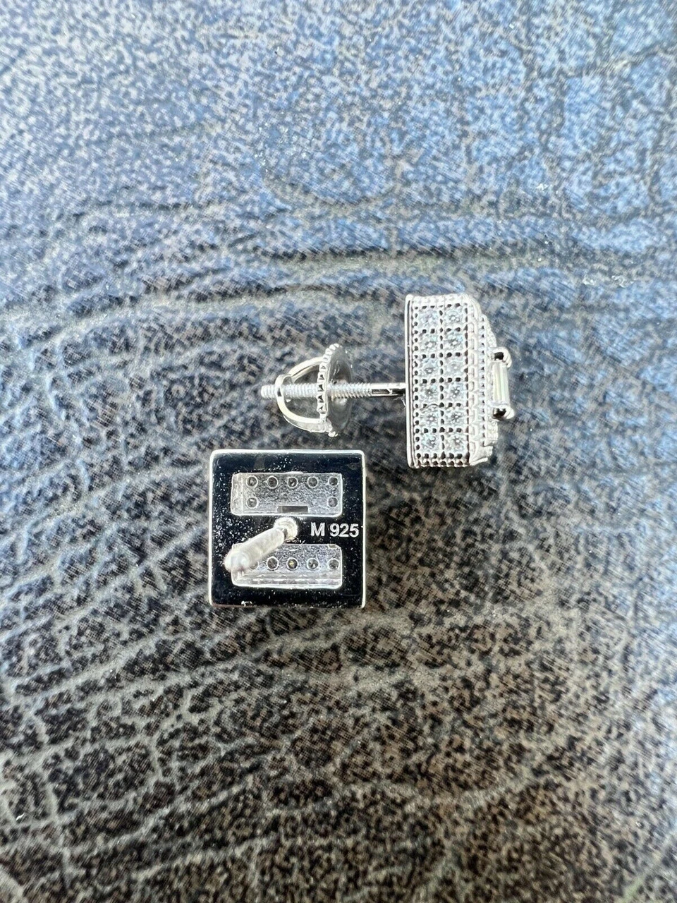 MOISSANITE Men's Silver Hip Hop Earrings Square Baguette Studs Pass Diamond Test 10 MOISSANITE Men's Silver Hip Hop Earrings Square Baguette Studs Pass Diamond Test - Image 8