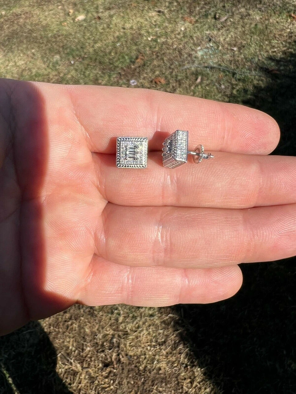 MOISSANITE Men's Silver Hip Hop Earrings Square Baguette Studs Pass Diamond Test 5 MOISSANITE Men's Silver Hip Hop Earrings Square Baguette Studs Pass Diamond Test - Image 3