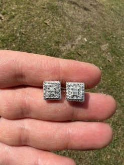 MOISSANITE Men's Silver Hip Hop Earrings Square Baguette Studs Pass Diamond Test 24 MOISSANITE Men's Silver Hip Hop Earrings Square Baguette Studs Pass Diamond Test -Harlem Bling Shop harlembling moissanite mens silver hip hop earrings square baguette studs pass diamond test 93138.1664354981