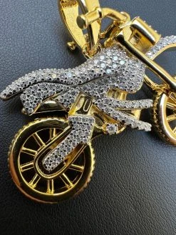 MOISSANITE Motorcycle Dirt Bike Pendant Real 925 Silver / Gold Iced Necklace -Harlem Bling Shop harlembling moissanite motorcycle dirt bike pendant real 925 silver gold iced necklace 24217.1698204112