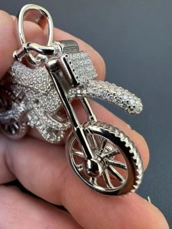 MOISSANITE Motorcycle Dirt Bike Pendant Real 925 Silver / Gold Iced Necklace -Harlem Bling Shop harlembling moissanite motorcycle dirt bike pendant real 925 silver gold iced necklace 50904.1698204118