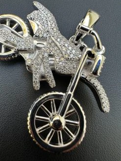 MOISSANITE Motorcycle Dirt Bike Pendant Real 925 Silver / Gold Iced Necklace -Harlem Bling Shop harlembling moissanite motorcycle dirt bike pendant real 925 silver gold iced necklace 67557.1698204110