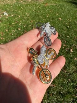 MOISSANITE Motorcycle Dirt Bike Pendant Real 925 Silver / Gold Iced Necklace -Harlem Bling Shop harlembling moissanite motorcycle dirt bike pendant real 925 silver gold iced necklace 88695.1698204111