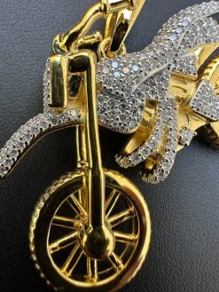 MOISSANITE Motorcycle Dirt Bike Pendant Real 925 Silver / Gold Iced Necklace -Harlem Bling Shop harlembling moissanite motorcycle dirt bike pendant real 925 silver gold iced necklace 95873.1698204114