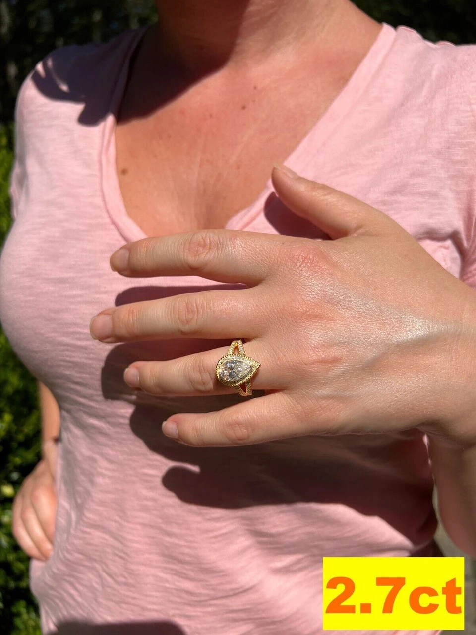 Moissanite Pear Tear Drop Engagement Promise Ring 14k Gold 925 Plated Silver 12 Moissanite Pear Tear Drop Engagement Promise Ring 14k Gold 925 Plated Silver - Image 10