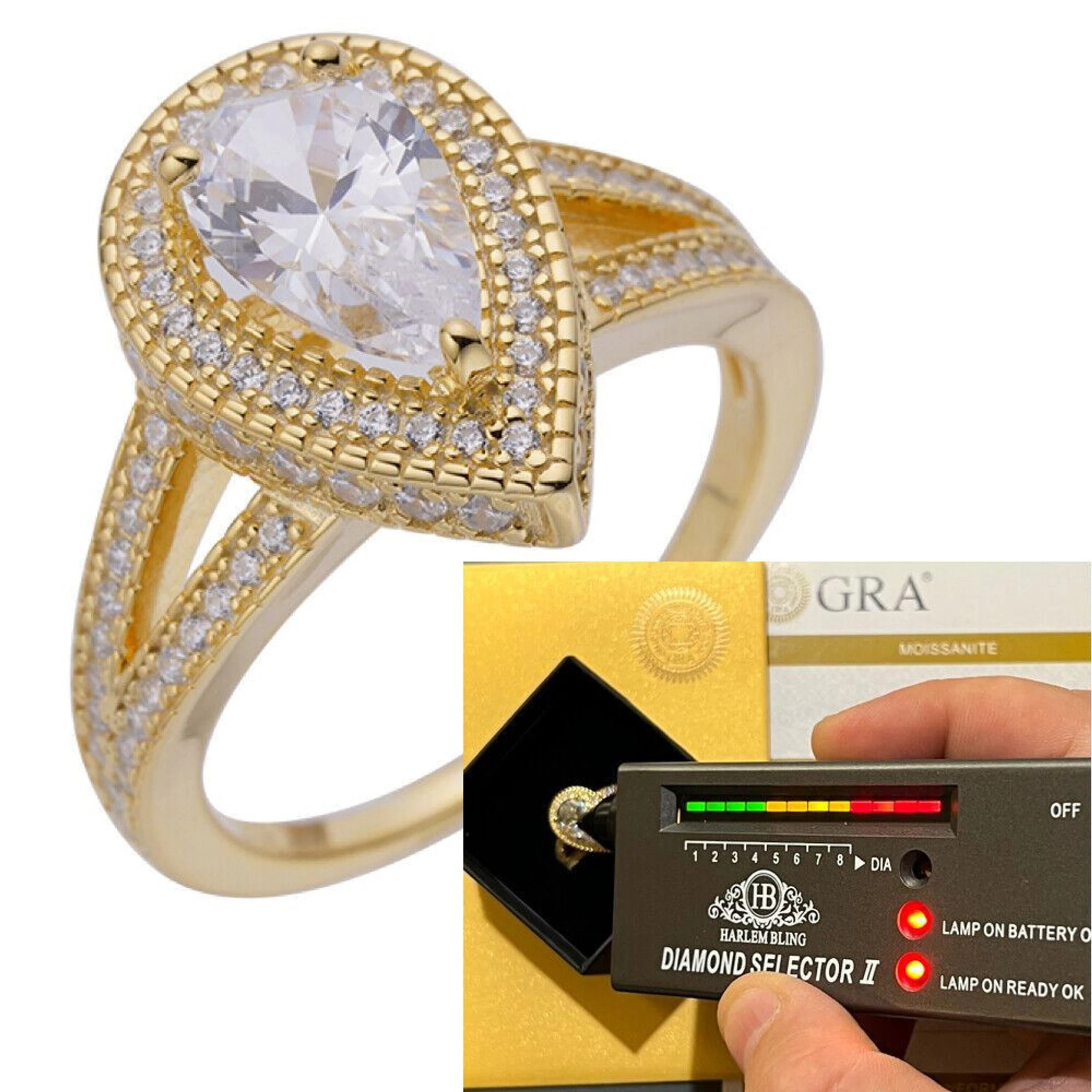 Moissanite Pear Tear Drop Engagement Promise Ring 14k Gold 925 Plated Silver 3 Moissanite Pear Tear Drop Engagement Promise Ring 14k Gold 925 Plated Silver