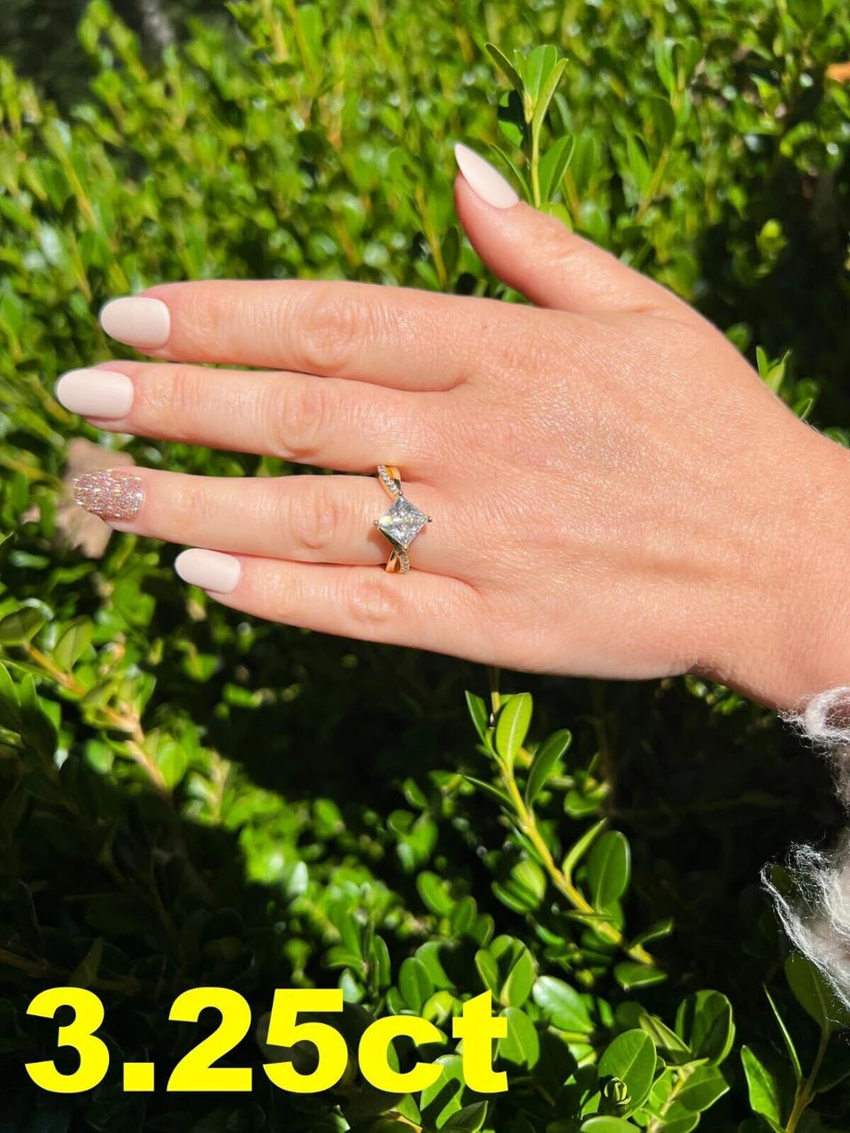 Moissanite Princess Cut Square Engagement Promise Ring 14k Gold Plate 925 Silver 4 Moissanite Princess Cut Square Engagement Promise Ring 14k Gold Plate 925 Silver - Image 2