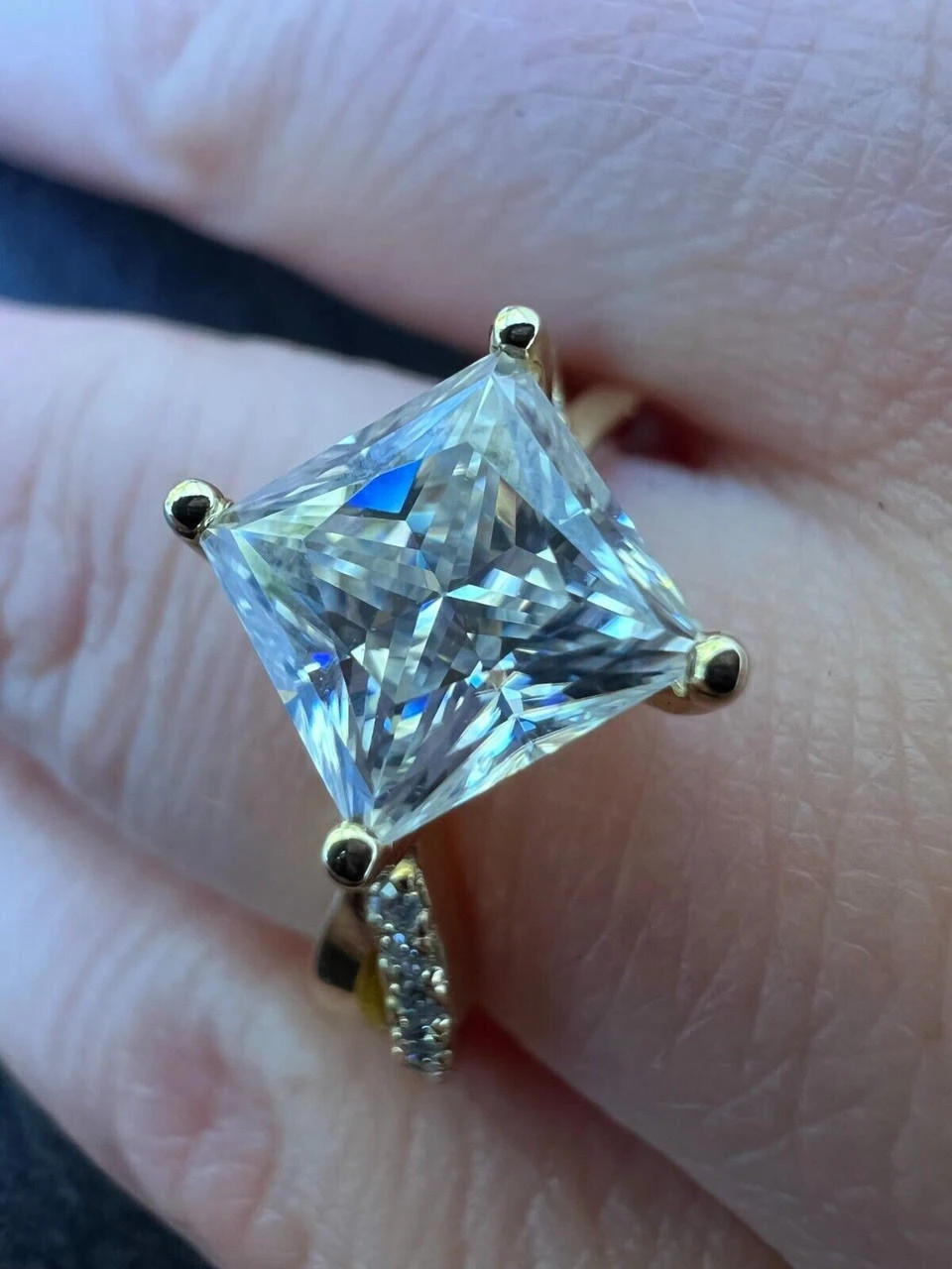 Moissanite Princess Cut Square Engagement Promise Ring 14k Gold Plate 925 Silver 9 Moissanite Princess Cut Square Engagement Promise Ring 14k Gold Plate 925 Silver - Image 7