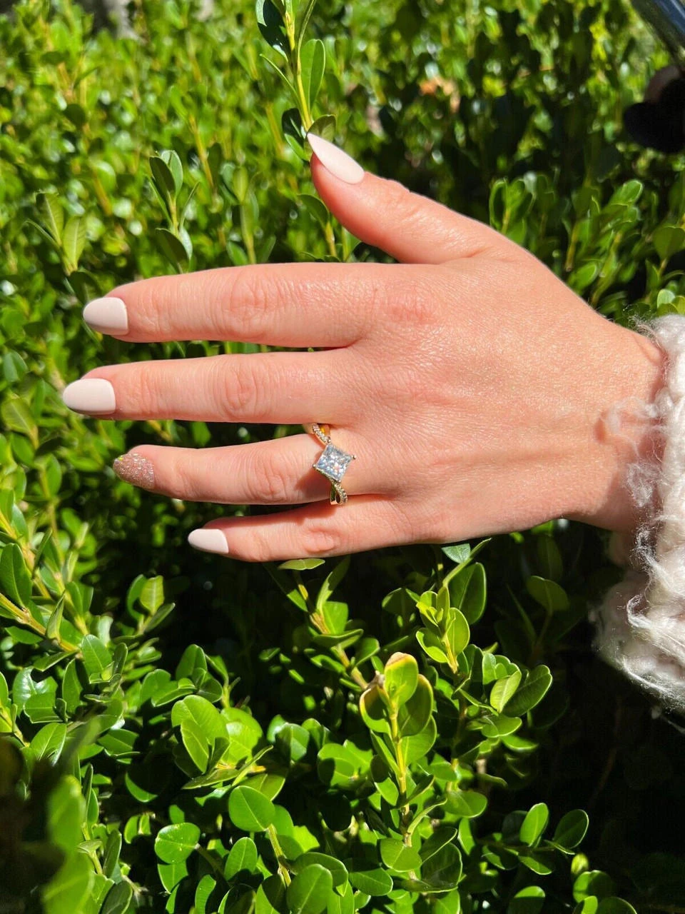 Moissanite Princess Cut Square Engagement Promise Ring 14k Gold Plate 925 Silver 11 Moissanite Princess Cut Square Engagement Promise Ring 14k Gold Plate 925 Silver - Image 9