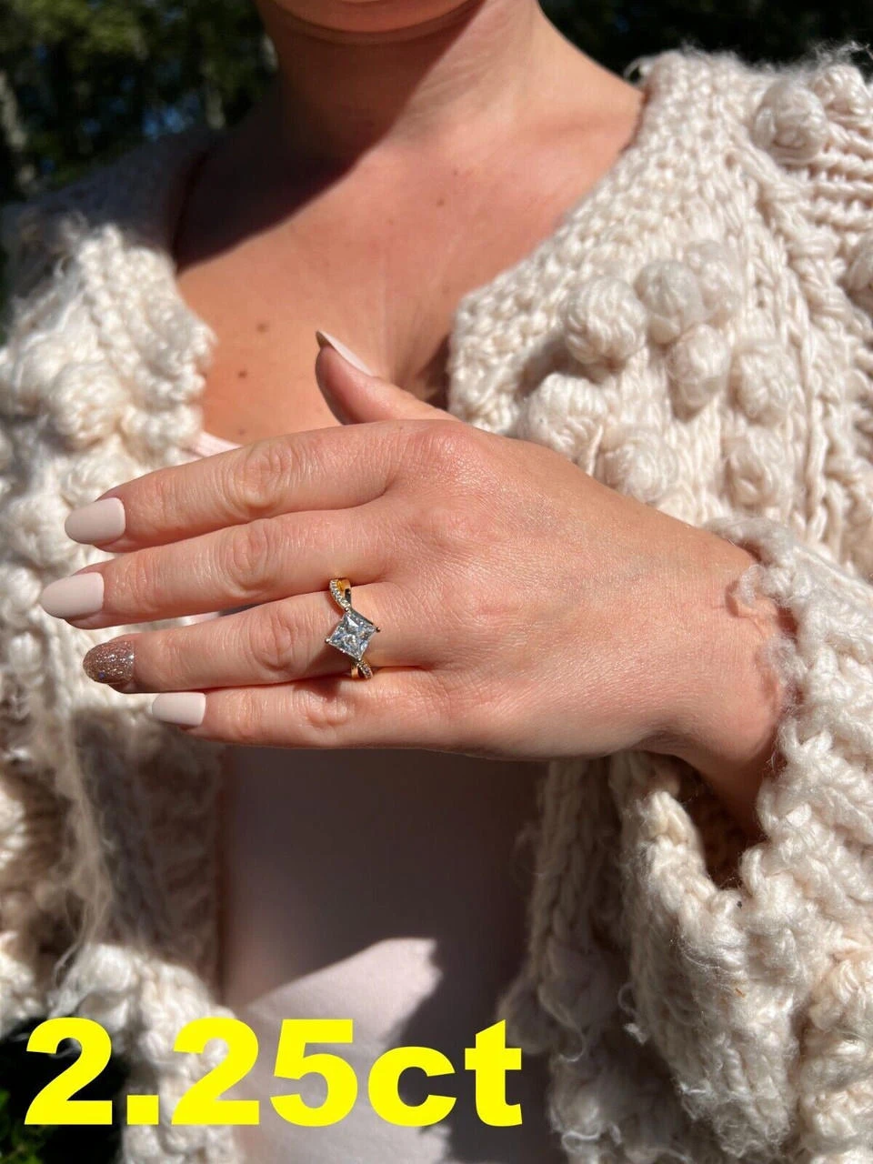 Moissanite Princess Cut Square Engagement Promise Ring 14k Gold Plate 925 Silver 10 Moissanite Princess Cut Square Engagement Promise Ring 14k Gold Plate 925 Silver - Image 8