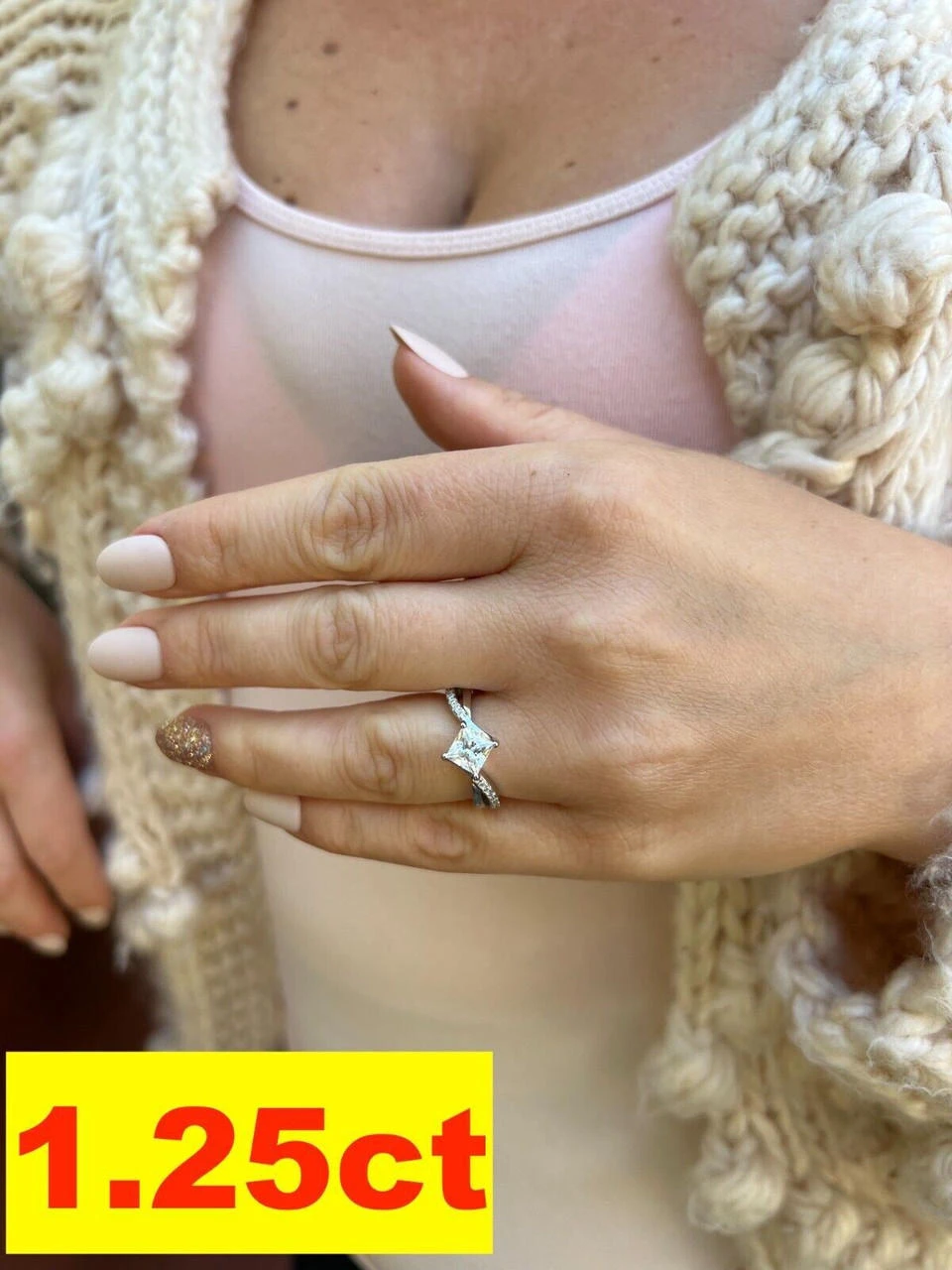 Moissanite Princess Cut Square Engagement Promise Ring 925 Silver Diamond Test ✅ 12 Moissanite Princess Cut Square Engagement Promise Ring 925 Silver Diamond Test ✅ - Image 10