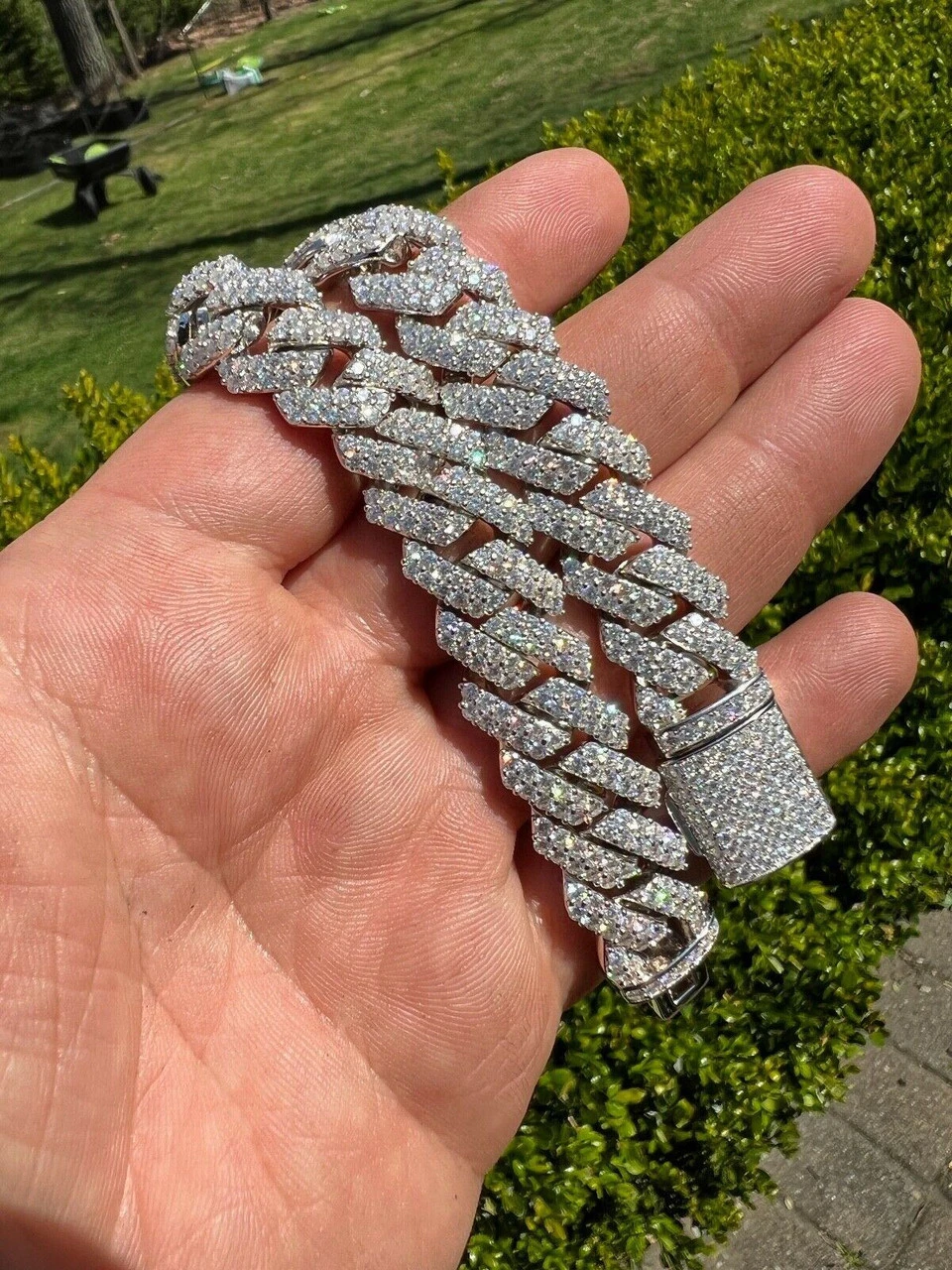 MOISSANITE Prong Cuban Link Bracelet 925 Silver Iced Pass Diamond Tester Hip Hop 7 MOISSANITE Prong Cuban Link Bracelet 925 Silver Iced Pass Diamond Tester Hip Hop - Image 5