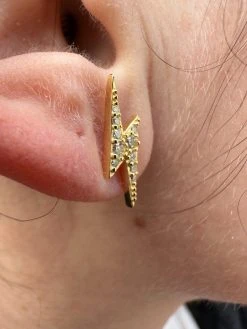 Moissanite Real 14k Gold Over 925 Silver Iced Hip Hop Lightning Bolt Earrings -Harlem Bling Shop harlembling moissanite real 14k gold over 925 silver iced hip hop lightning bolt earrings 31421.1678301655