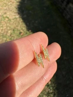 Moissanite Real 14k Gold Over 925 Silver Iced Hip Hop Lightning Bolt Earrings -Harlem Bling Shop harlembling moissanite real 14k gold over 925 silver iced hip hop lightning bolt earrings 41662.1678301614