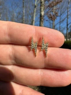 Moissanite Real 14k Gold Over 925 Silver Iced Hip Hop Lightning Bolt Earrings -Harlem Bling Shop harlembling moissanite real 14k gold over 925 silver iced hip hop lightning bolt earrings 43076.1678301896