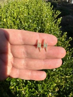 Moissanite Real 14k Gold Over 925 Silver Iced Hip Hop Lightning Bolt Earrings -Harlem Bling Shop harlembling moissanite real 14k gold over 925 silver iced hip hop lightning bolt earrings 48264.1678301881