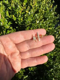 Moissanite Real 14k Gold Over 925 Silver Iced Hip Hop Lightning Bolt Earrings -Harlem Bling Shop harlembling moissanite real 14k gold over 925 silver iced hip hop lightning bolt earrings 58748.1678301719