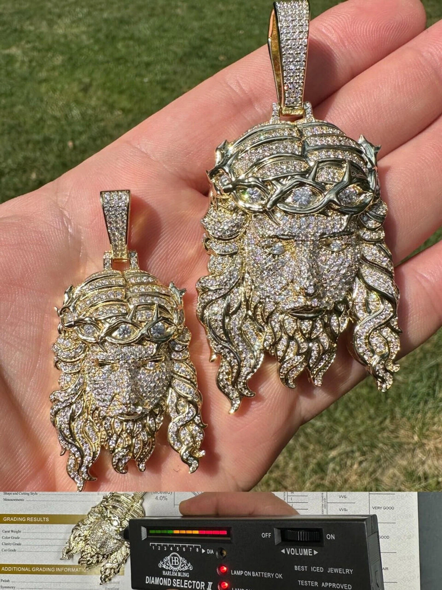 MOISSANITE Real 14k Gold Vermeil 925 Silver Iced Out Jesus Piece Pendant Necklace 3 MOISSANITE Real 14k Gold Vermeil 925 Silver Iced Out Jesus Piece Pendant Necklace